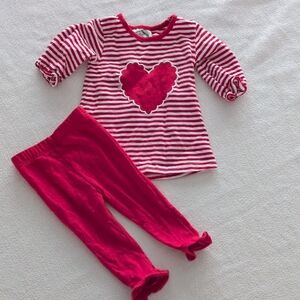 Cecil & Lou Red & White Stripped Heart Set 3M